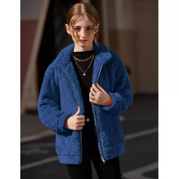 Arshiner Girls Full Zip Fleece Jacket Sherpa Outwear Coat Fall Winter for 4-12Y