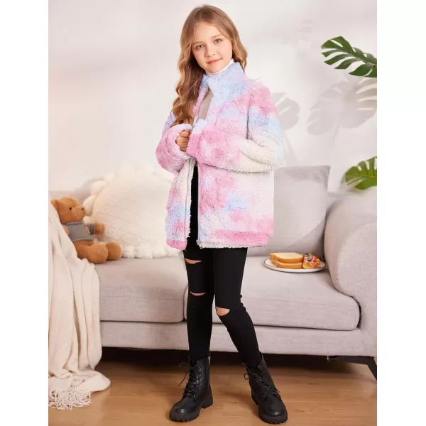 Arshiner Girls Full Zip Fleece Jacket Sherpa Outwear Coat Fall Winter for 4-12Y