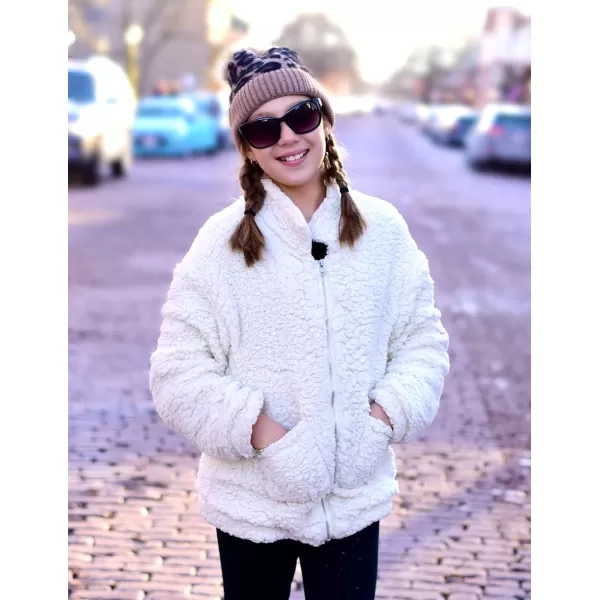 Arshiner Girls Full Zip Fleece Jacket Sherpa Outwear Coat Fall Winter for 4-12Y