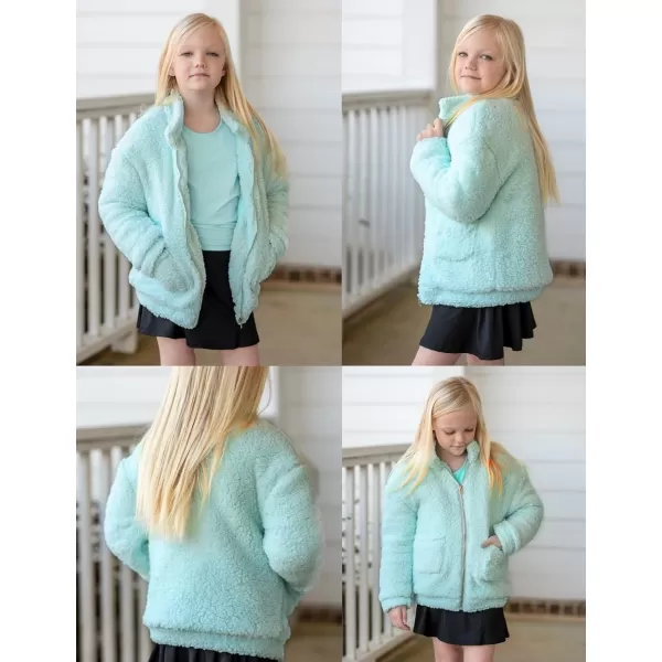 Arshiner Girls Full Zip Fleece Jacket Sherpa Outwear Coat Fall Winter for 4-12Y