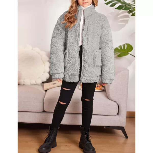 Arshiner Girls Full Zip Fleece Jacket Sherpa Outwear Coat Fall Winter for 4-12Y