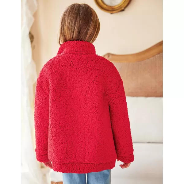 Arshiner Girls Full Zip Fleece Jacket Sherpa Outwear Coat Fall Winter for 4-12Y