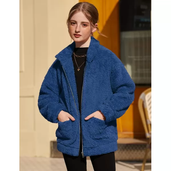 Arshiner Girls Full Zip Fleece Jacket Sherpa Outwear Coat Fall Winter for 4-12Y