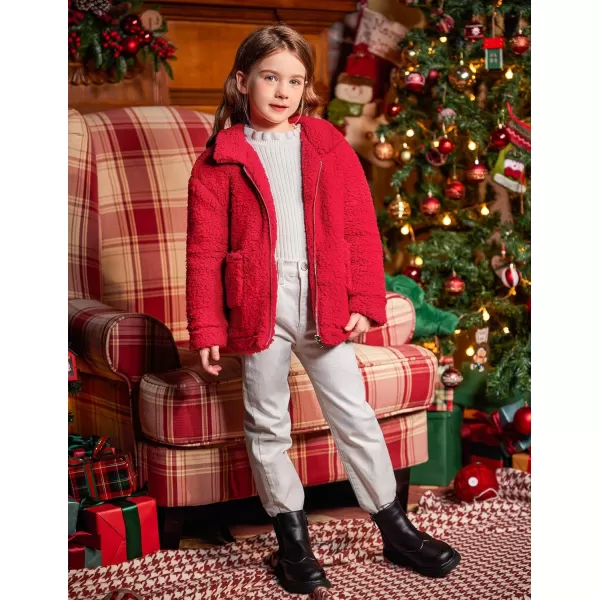 Arshiner Girls Full Zip Fleece Jacket Sherpa Outwear Coat Fall Winter for 4-12Y