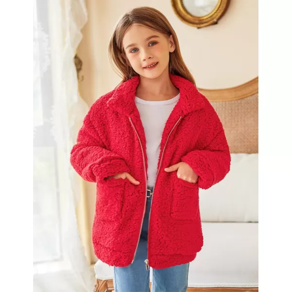 Arshiner Girls Full Zip Fleece Jacket Sherpa Outwear Coat Fall Winter for 4-12Y