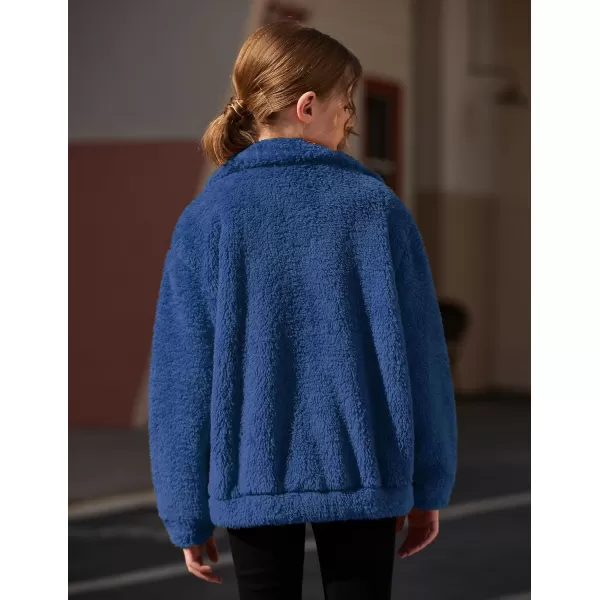 Arshiner Girls Full Zip Fleece Jacket Sherpa Outwear Coat Fall Winter for 4-12Y