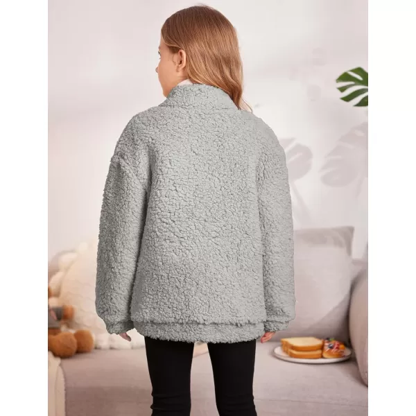 Arshiner Girls Full Zip Fleece Jacket Sherpa Outwear Coat Fall Winter for 4-12Y