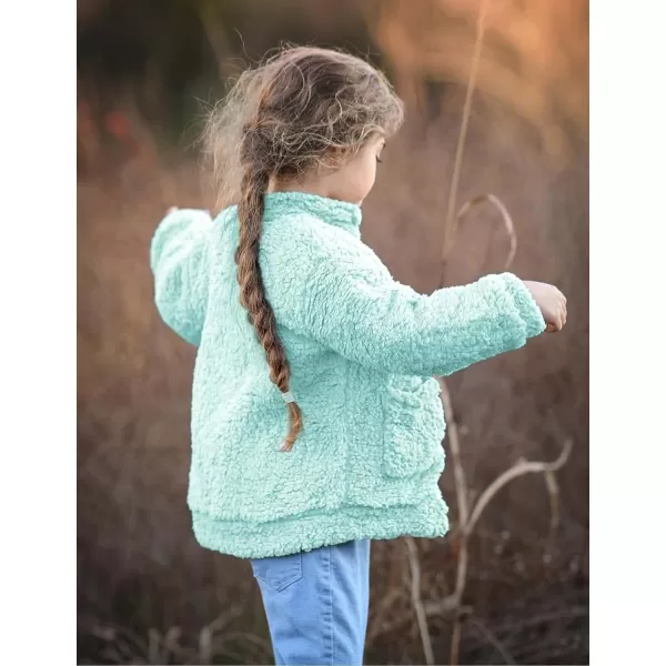 Arshiner Girls Full Zip Fleece Jacket Sherpa Outwear Coat Fall Winter for 4-12Y