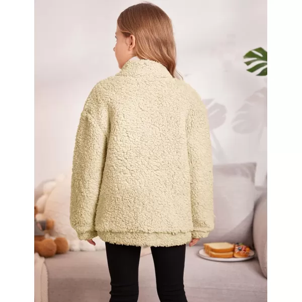Arshiner Girls Full Zip Fleece Jacket Sherpa Outwear Coat Fall Winter for 4-12Y