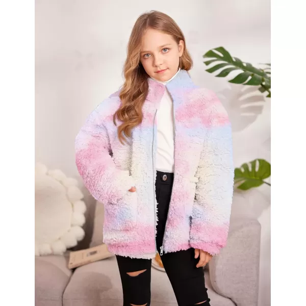 Arshiner Girls Full Zip Fleece Jacket Sherpa Outwear Coat Fall Winter for 4-12Y
