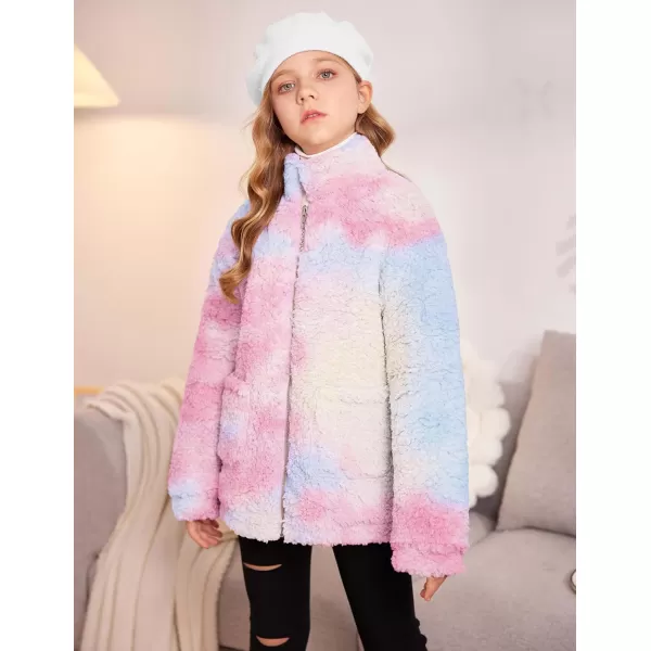 Arshiner Girls Full Zip Fleece Jacket Sherpa Outwear Coat Fall Winter for 4-12Y