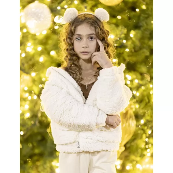 Arshiner Girls Full Zip Fleece Jacket Sherpa Outwear Coat Fall Winter for 4-12Y