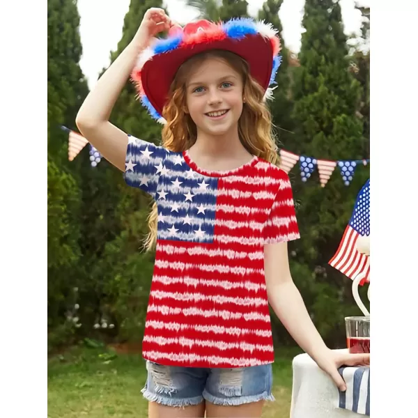 Arshiner Girls July 4th American Flag T Shirts Patriotic Short Sleeves Shirts Blouse Tops Tee