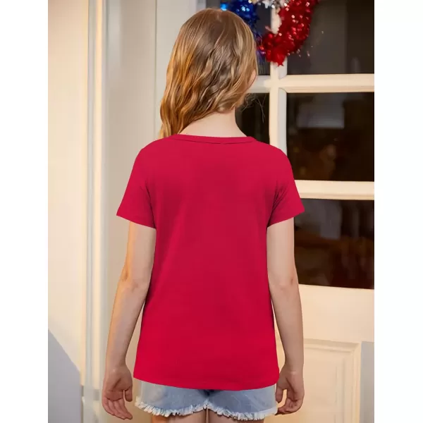 Arshiner Girls July 4th American Flag T Shirts Patriotic Short Sleeves Shirts Blouse Tops Tee