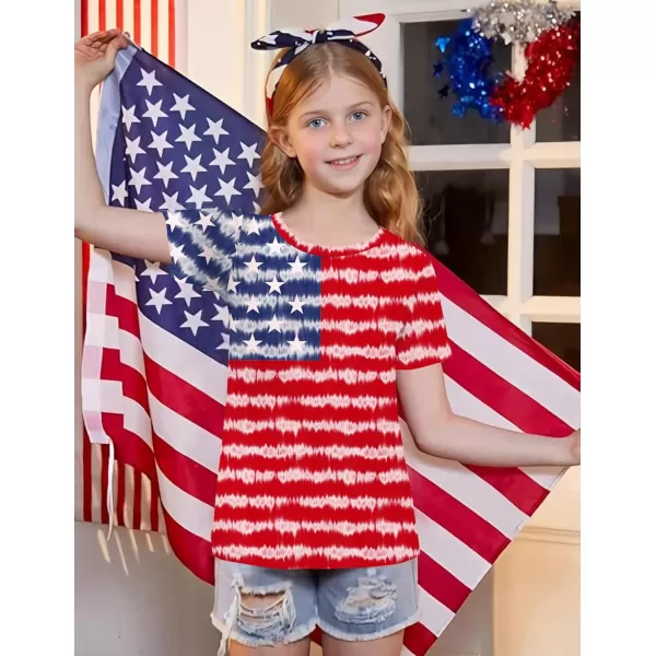 Arshiner Girls July 4th American Flag T Shirts Patriotic Short Sleeves Shirts Blouse Tops Tee