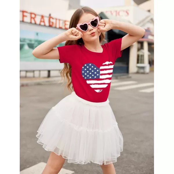 Arshiner Girls July 4th American Flag T Shirts Patriotic Short Sleeves Shirts Blouse Tops Tee