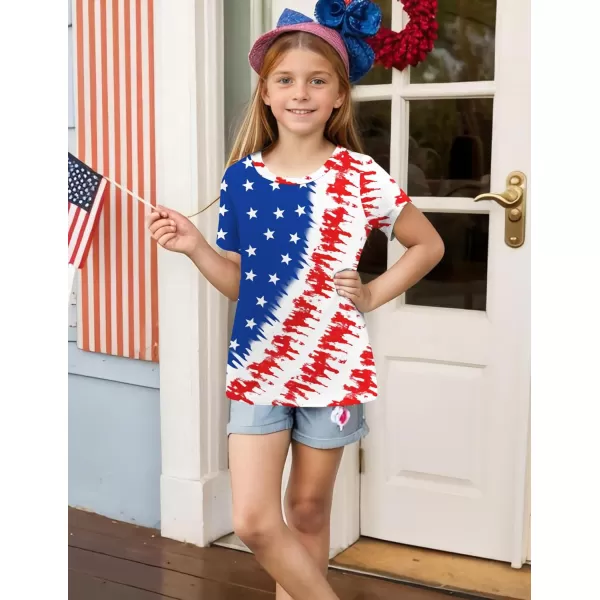 Arshiner Girls July 4th American Flag T Shirts Patriotic Short Sleeves Shirts Blouse Tops Tee