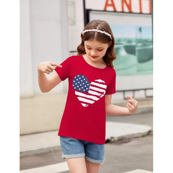 Arshiner Girls July 4th American Flag T Shirts Patriotic Short Sleeves Shirts Blouse Tops Tee