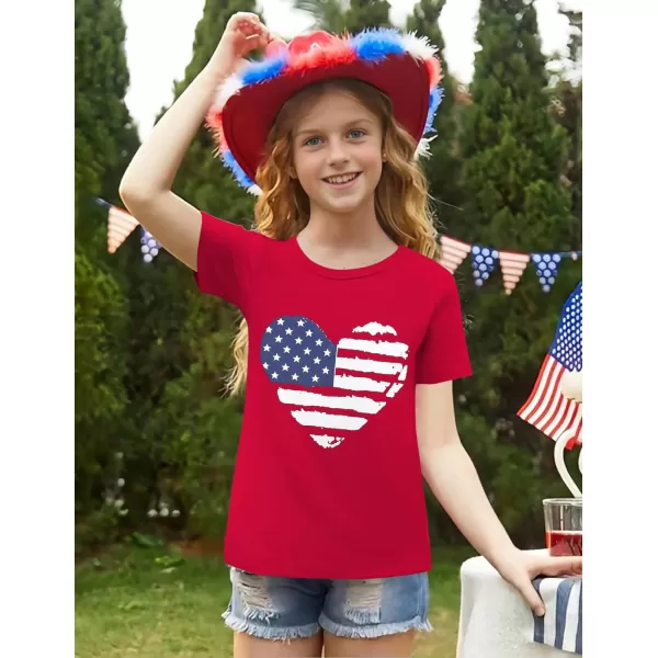 Arshiner Girls July 4th American Flag T Shirts Patriotic Short Sleeves Shirts Blouse Tops Tee