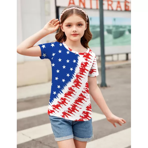 Arshiner Girls July 4th American Flag T Shirts Patriotic Short Sleeves Shirts Blouse Tops Tee