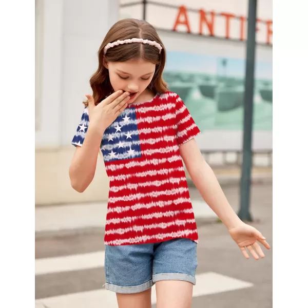 Arshiner Girls July 4th American Flag T Shirts Patriotic Short Sleeves Shirts Blouse Tops Tee