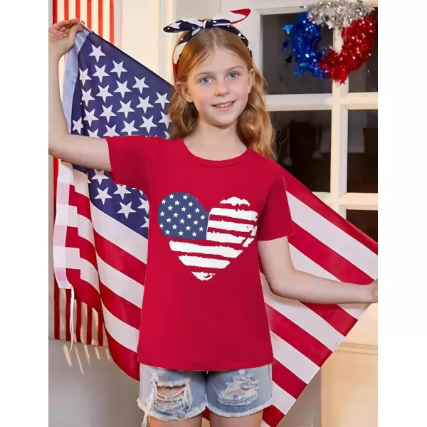 Arshiner Girls July 4th American Flag T Shirts Patriotic Short Sleeves Shirts Blouse Tops Tee