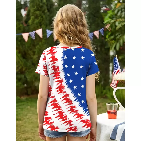 Arshiner Girls July 4th American Flag T Shirts Patriotic Short Sleeves Shirts Blouse Tops Tee