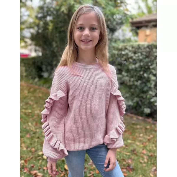 Arshiner Girls Long Lantern Sleeve Sweaters Crew Neck Knit Pullover Jumper Top
