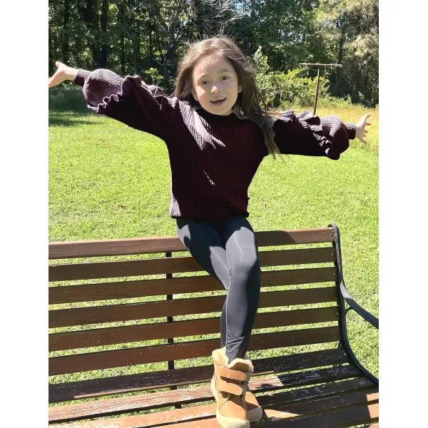 Arshiner Girls Long Lantern Sleeve Sweaters Crew Neck Knit Pullover Jumper Top