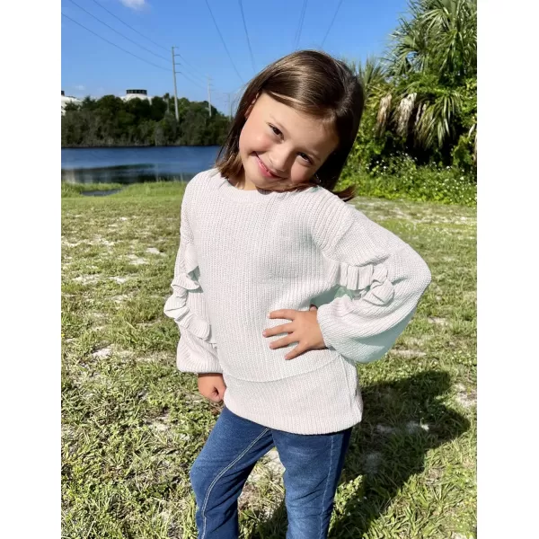 Arshiner Girls Long Lantern Sleeve Sweaters Crew Neck Knit Pullover Jumper Top