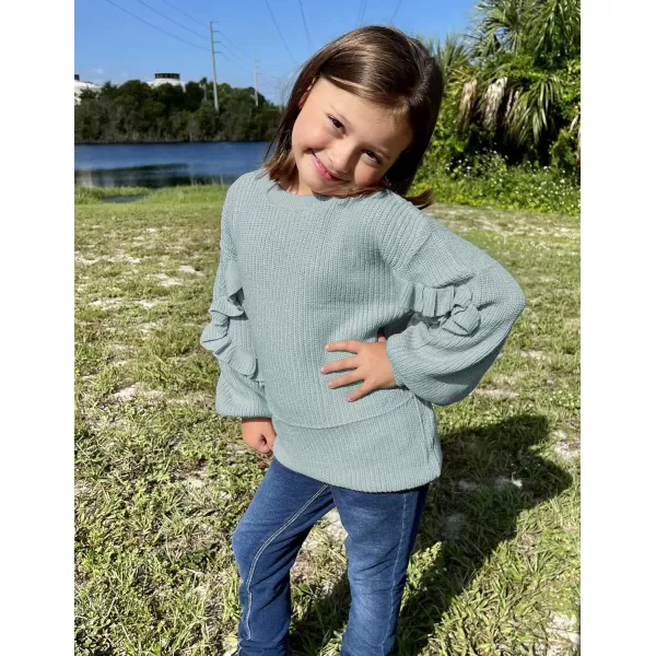 Arshiner Girls Long Lantern Sleeve Sweaters Crew Neck Knit Pullover Jumper Top