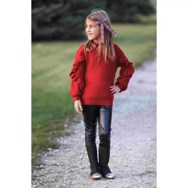 Arshiner Girls Long Lantern Sleeve Sweaters Crew Neck Knit Pullover Jumper Top
