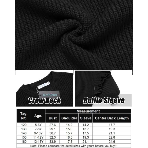 Arshiner Girls Long Lantern Sleeve Sweaters Crew Neck Knit Pullover Jumper Top