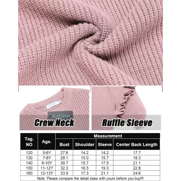 Arshiner Girls Long Lantern Sleeve Sweaters Crew Neck Knit Pullover Jumper Top