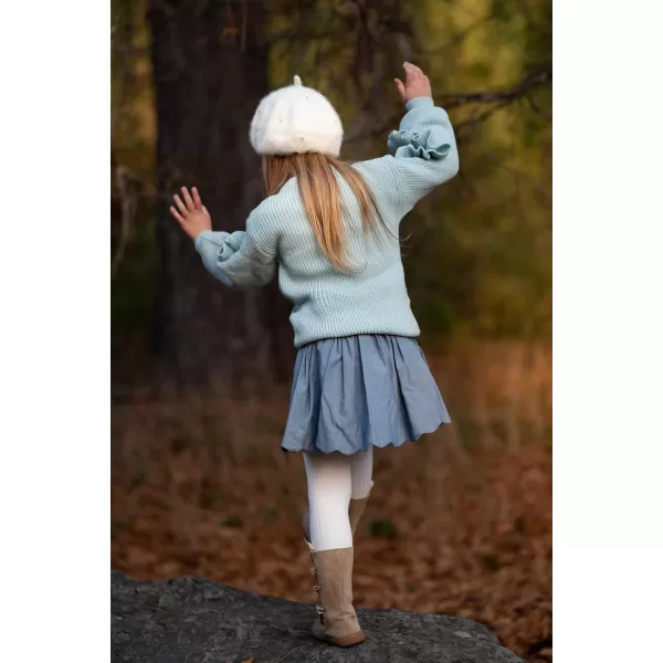 Arshiner Girls Long Lantern Sleeve Sweaters Crew Neck Knit Pullover Jumper Top