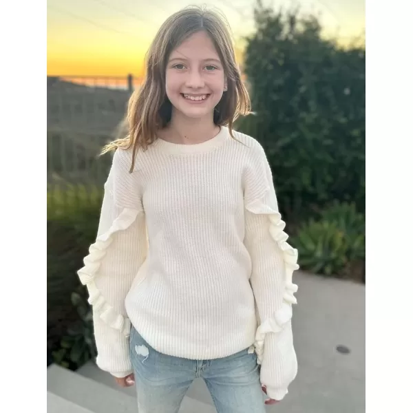 Arshiner Girls Long Lantern Sleeve Sweaters Crew Neck Knit Pullover Jumper Top
