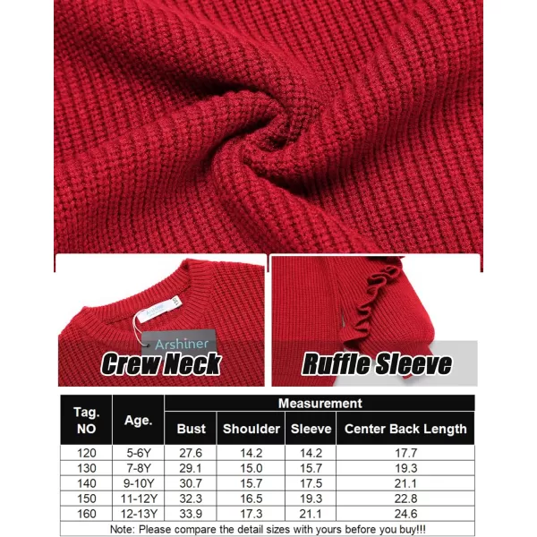 Arshiner Girls Long Lantern Sleeve Sweaters Crew Neck Knit Pullover Jumper Top