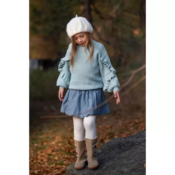 Arshiner Girls Long Lantern Sleeve Sweaters Crew Neck Knit Pullover Jumper Top