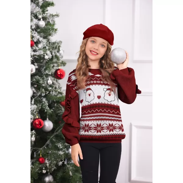 Arshiner Girls Long Lantern Sleeve Sweaters Crew Neck Knit Pullover Jumper Top