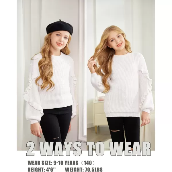 Arshiner Girls Long Lantern Sleeve Sweaters Crew Neck Knit Pullover Jumper Top