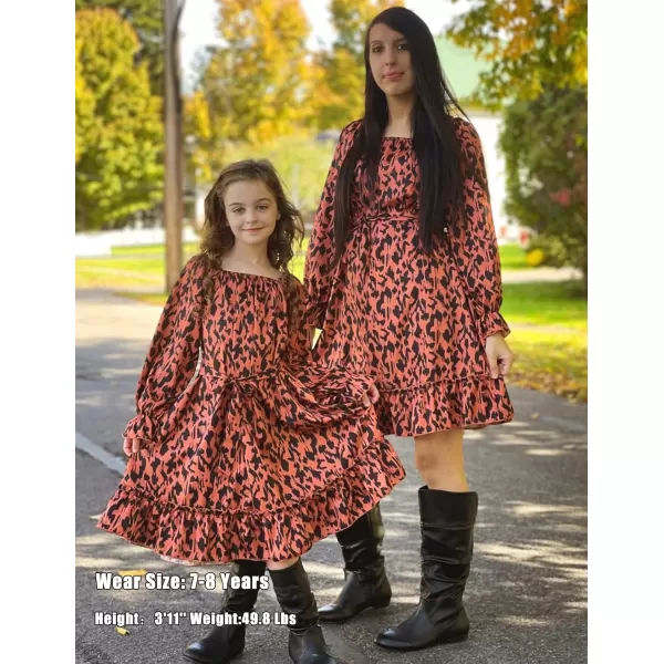 Arshiner Girls Long Sleeve Dress Holiday Party Casual Ruffle Flowy Swing Midi Dresses 5-14 Years