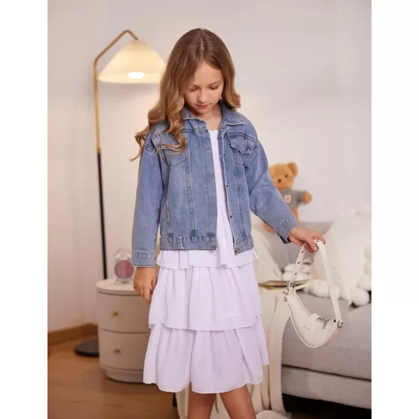 Arshiner Girls Long-Sleeve Tiered Dresses Square Neck Lantern Smocked Ruffle Layered Tie Back Dress