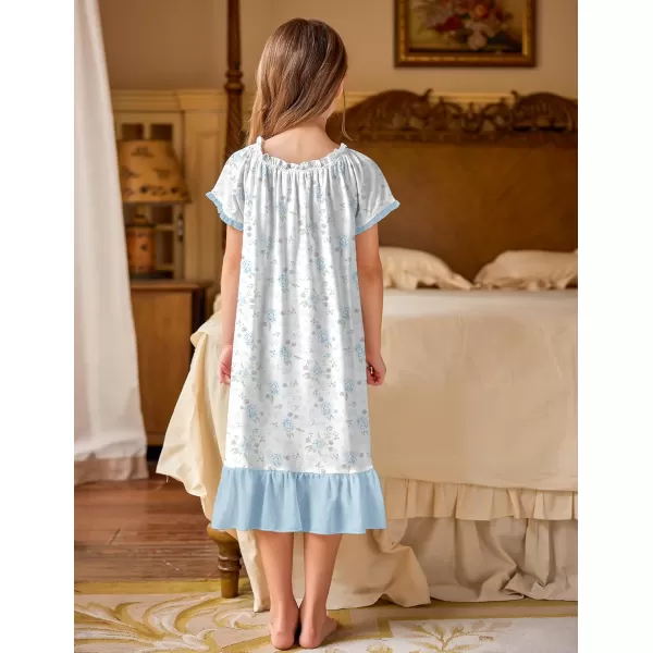 Arshiner Girls Nightgowns Sleepwear Short Sleeve Victorian Pajama Dress Soft Princess Sleepshirt for 3-12 Years Kids