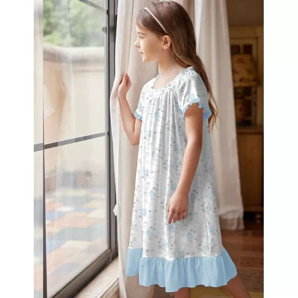 Arshiner Girls Nightgowns Sleepwear Short Sleeve Victorian Pajama Dress Soft Princess Sleepshirt for 3-12 Years Kids