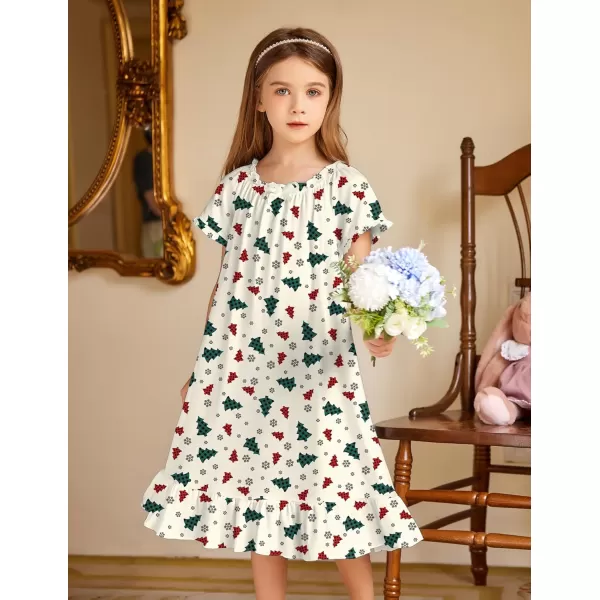 Arshiner Girls Nightgowns Sleepwear Short Sleeve Victorian Pajama Dress Soft Princess Sleepshirt for 3-12 Years Kids