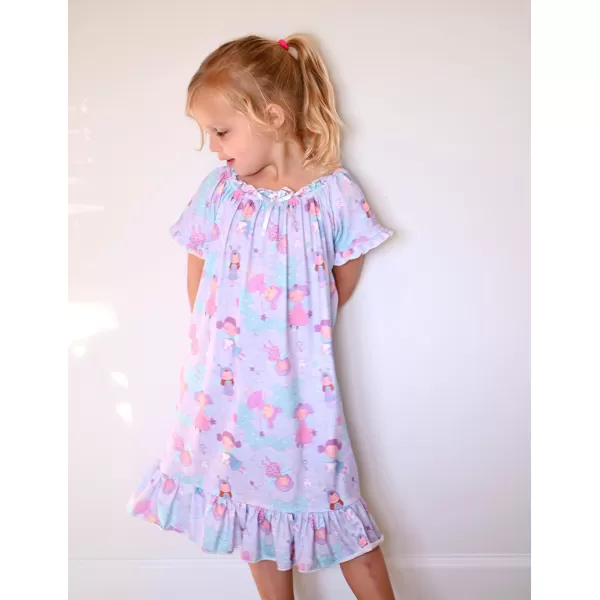Arshiner Girls Nightgowns Sleepwear Short Sleeve Victorian Pajama Dress Soft Princess Sleepshirt for 3-12 Years Kids