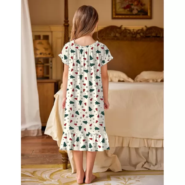 Arshiner Girls Nightgowns Sleepwear Short Sleeve Victorian Pajama Dress Soft Princess Sleepshirt for 3-12 Years Kids