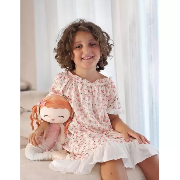 Arshiner Girls Nightgowns Sleepwear Short Sleeve Victorian Pajama Dress Soft Princess Sleepshirt for 3-12 Years Kids