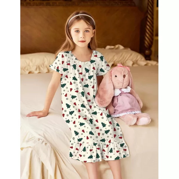Arshiner Girls Nightgowns Sleepwear Short Sleeve Victorian Pajama Dress Soft Princess Sleepshirt for 3-12 Years Kids
