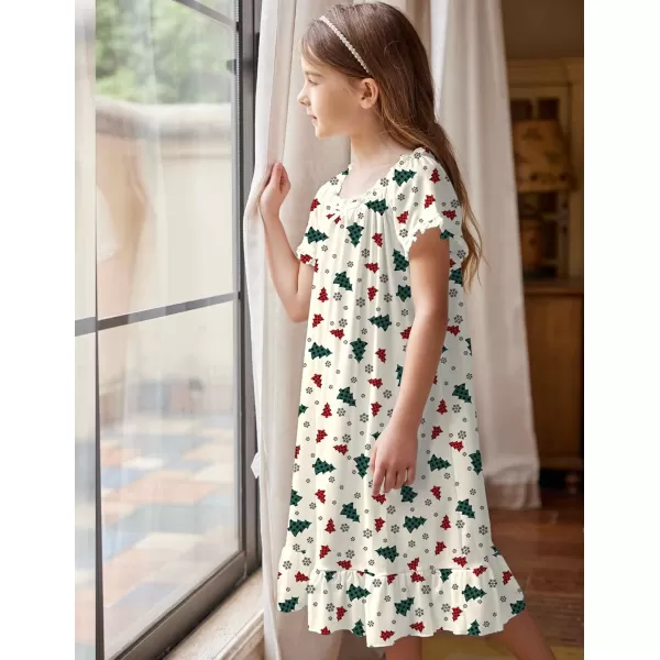 Arshiner Girls Nightgowns Sleepwear Short Sleeve Victorian Pajama Dress Soft Princess Sleepshirt for 3-12 Years Kids
